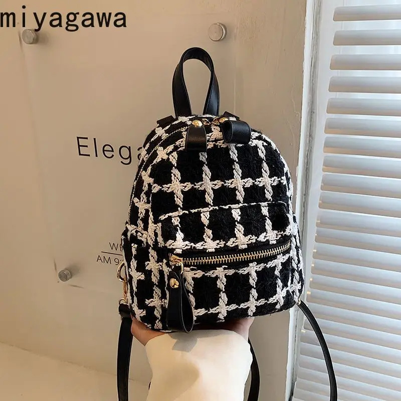 Miyagawa Mini Backpack for Women's 2023 New Fashion Versatile Small Backpack Texture Single Shoulder Crossbody Bag