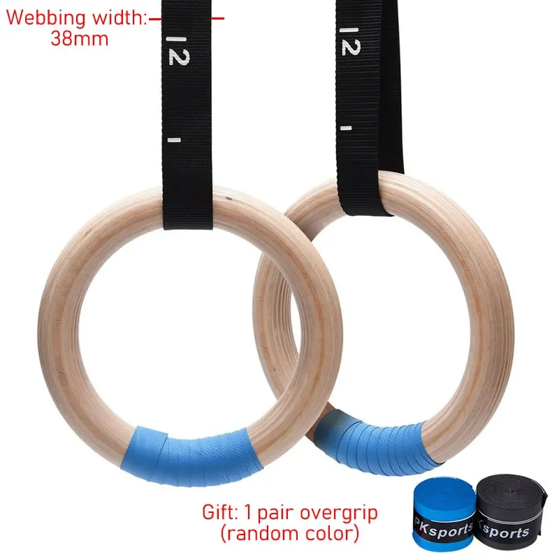 1 paar Houten Gymnastiekringen met Verstelbare Bandjes GYM Ring voor Kinderen Volwassen Thuis Fitness Pull Up Krachttraining 28/32mm