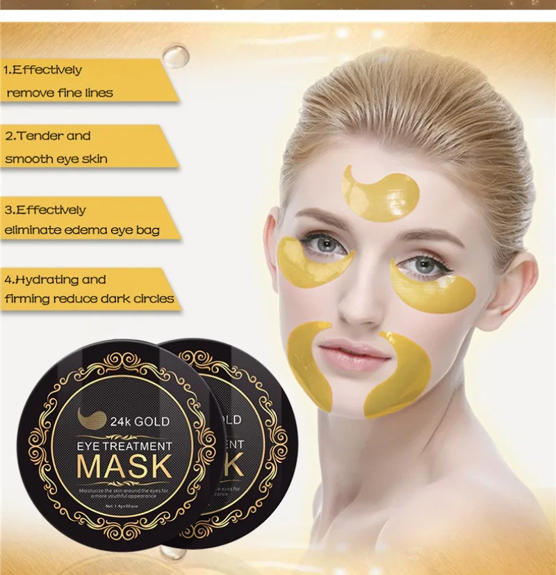 24K Gold Collagen Seaweed Hyaluronic Acid Repair Eye Mask Moisturizing Firming Anti Dark Circle Anti-wrinkle Eyes Eye Skin Care