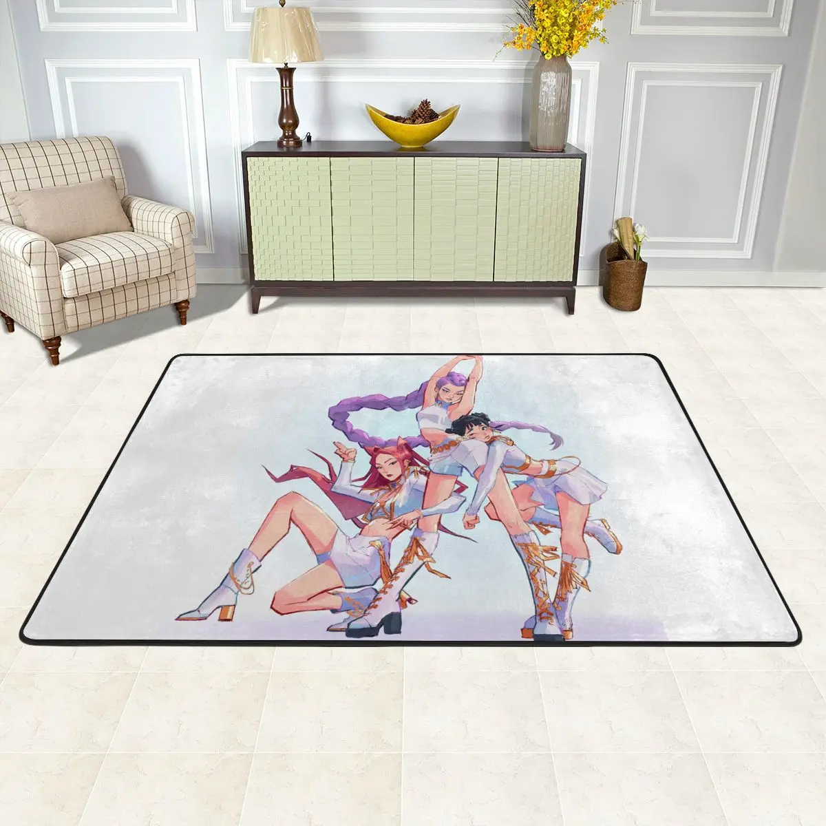 

Kpop Demon Hunters Huntrix Carpet For Living Room Hotel Bedroom Home Decor Fashion Waterproof Floor Carpets Non Slip Design Rug