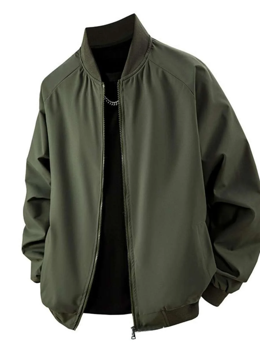 メンズベースボールジャケット 春秋 トレンド 無地 ルーズ カジュアル フライトジャケット カップルお揃い オールマッチジャケット