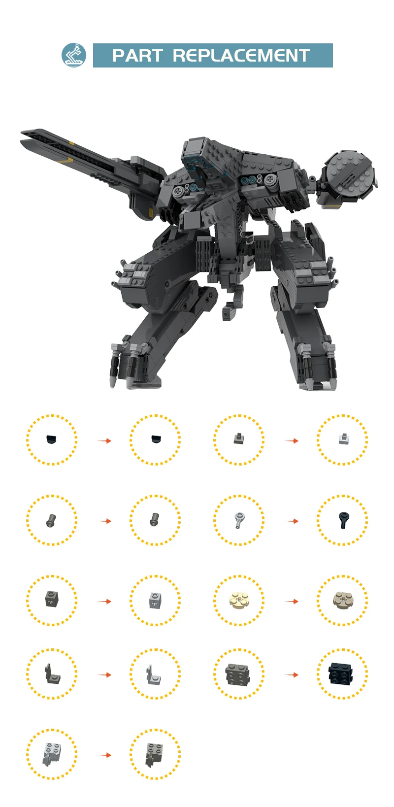 BuildMoc-Solid Rex Robot Building Blocks Set para Crianças, High-Tech Metal Geared, Mecha Brinquedos, Battle Brick Toy, Presentes de Aniversário, Novo