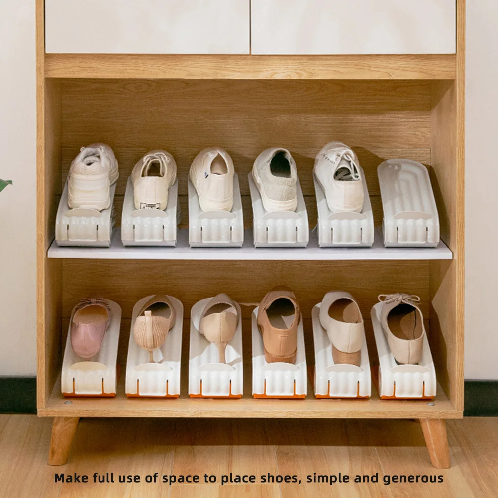 Adjustable Shoe Racks Simple Folding Dustproof Plastic Bracket for Different Type Shoes In Stock