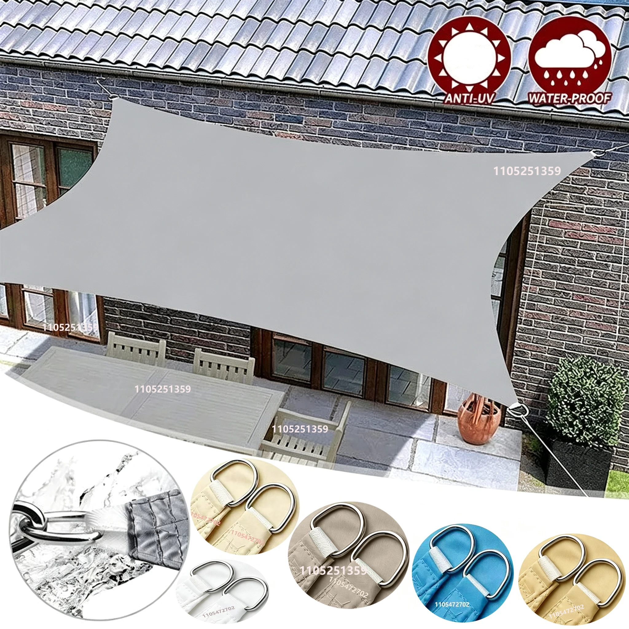 Vela de sombra impermeable, protección solar, refugio contra la lluvia para exteriores, terraza de jardín, piscina, vela de sombra, toldo de sombra