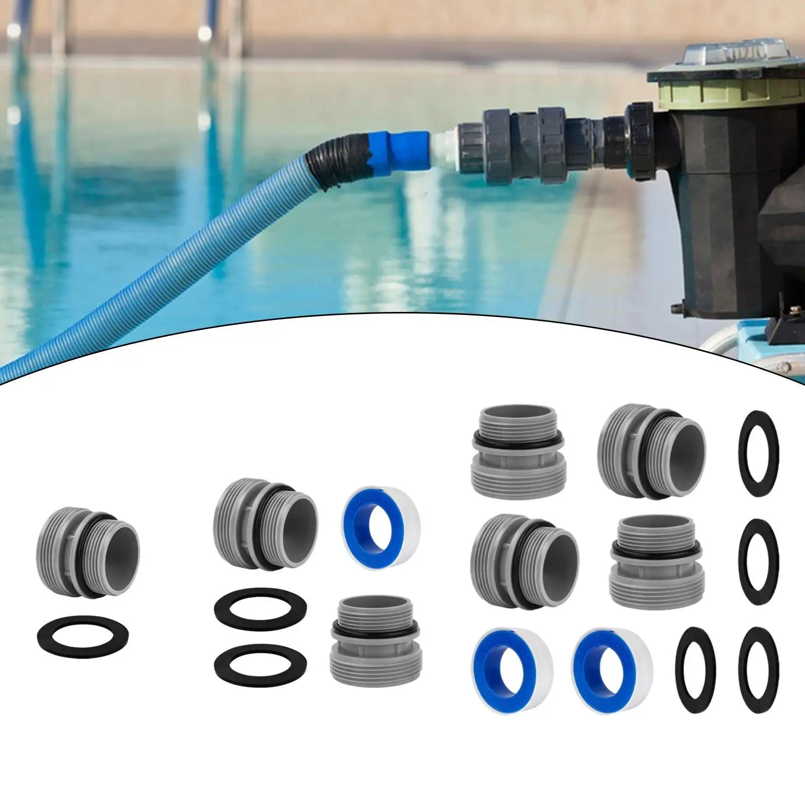 

1.25inch to 1.5inch Filter Hose Conversion Kit above Ground Pool Adapter Part Swimming Pool Pipe Adapter Directly Replace