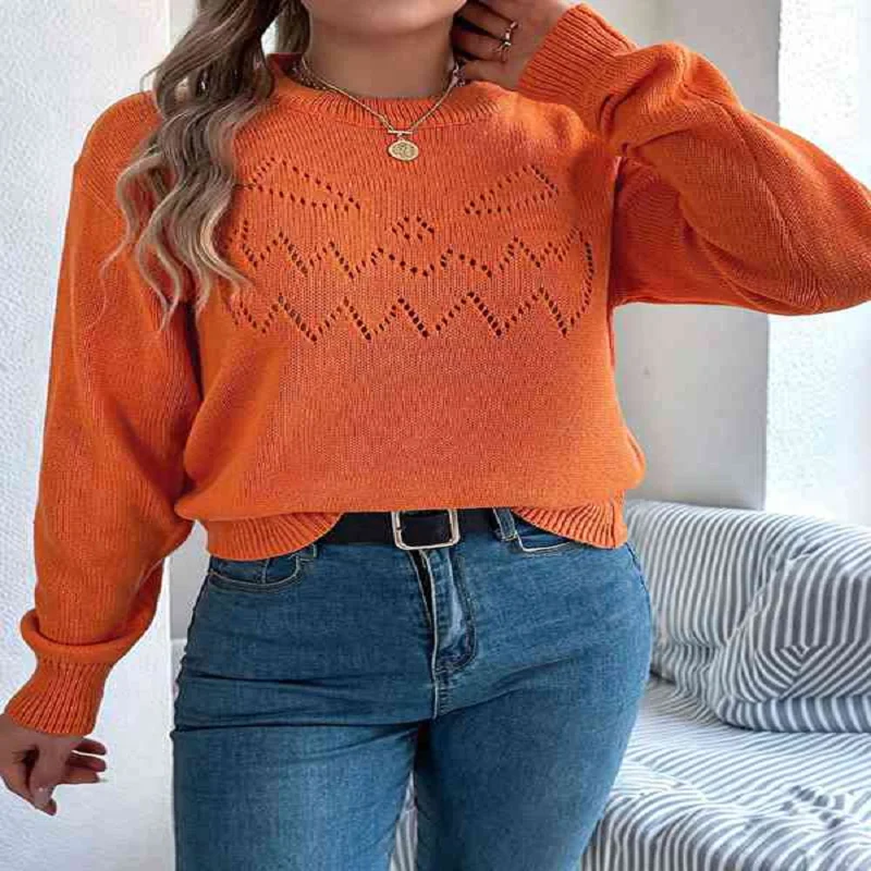 

Женский свитер с элементами Хэллоуина, однотонный пуловер с круглым вырезом и длинными рукавами, топы, осенне-зимняя женская одежда