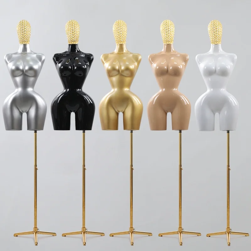 

big big size women curvy girl dress form mannequin half body gold silver hip bust for mother's wear and African clothing