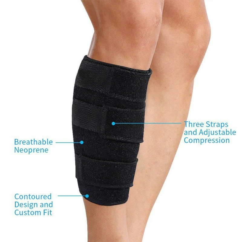 2X Wootshu Calf Brace Adjustable Shin Splint Support Sleeve Leg Compression Wrap