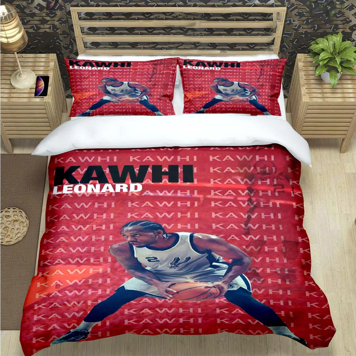 

Popular basketball star K-Kawhi Leonard Print Bedding Sets Bed Supplie Set Comforter Set Teens Girls Twin Single Kid Gift