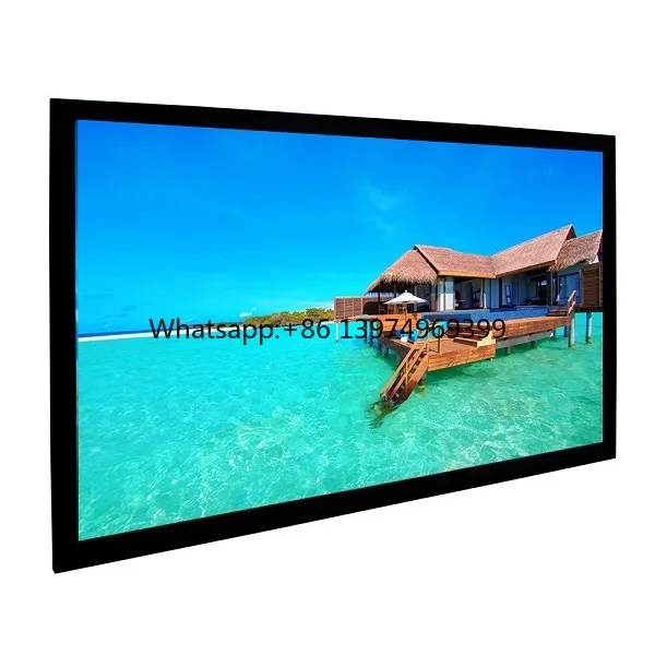 SMX FFH92 16:9 100" Home Cinema Acoustic Wall Mount Fixed Frame Black/Custom Velvet Projector Screen with 1-Year Warranty