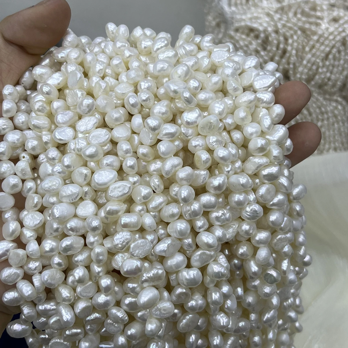 

6-7mm Baroque Natural Pearl Semi-Finished Beads Wheat-Shaped Beads for Jewelry Making Supplies DIY Necklace Bracelet Accessories