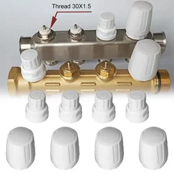 4Pcs M30x1.5 Radiator Valve Cap Replacement Floor Heating Manifold Hand Wheel Switch Accessories White Plastic Radiator Cap
