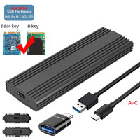 M.2 SATA B+M/B Key SSD Enclosure USB 3.1 Type C 5Gbps External Solid State Enclosure for 2280/2260/2242/2230 M.2 NGFF SSD