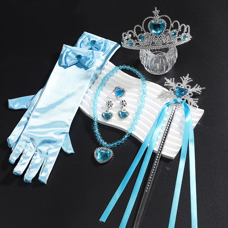 Fancy Girl Princess Dress Up Accessories Halloween Christmas Birthday Party Crown Magic Wand Gloves Necklace Earrings Bracelets image 2