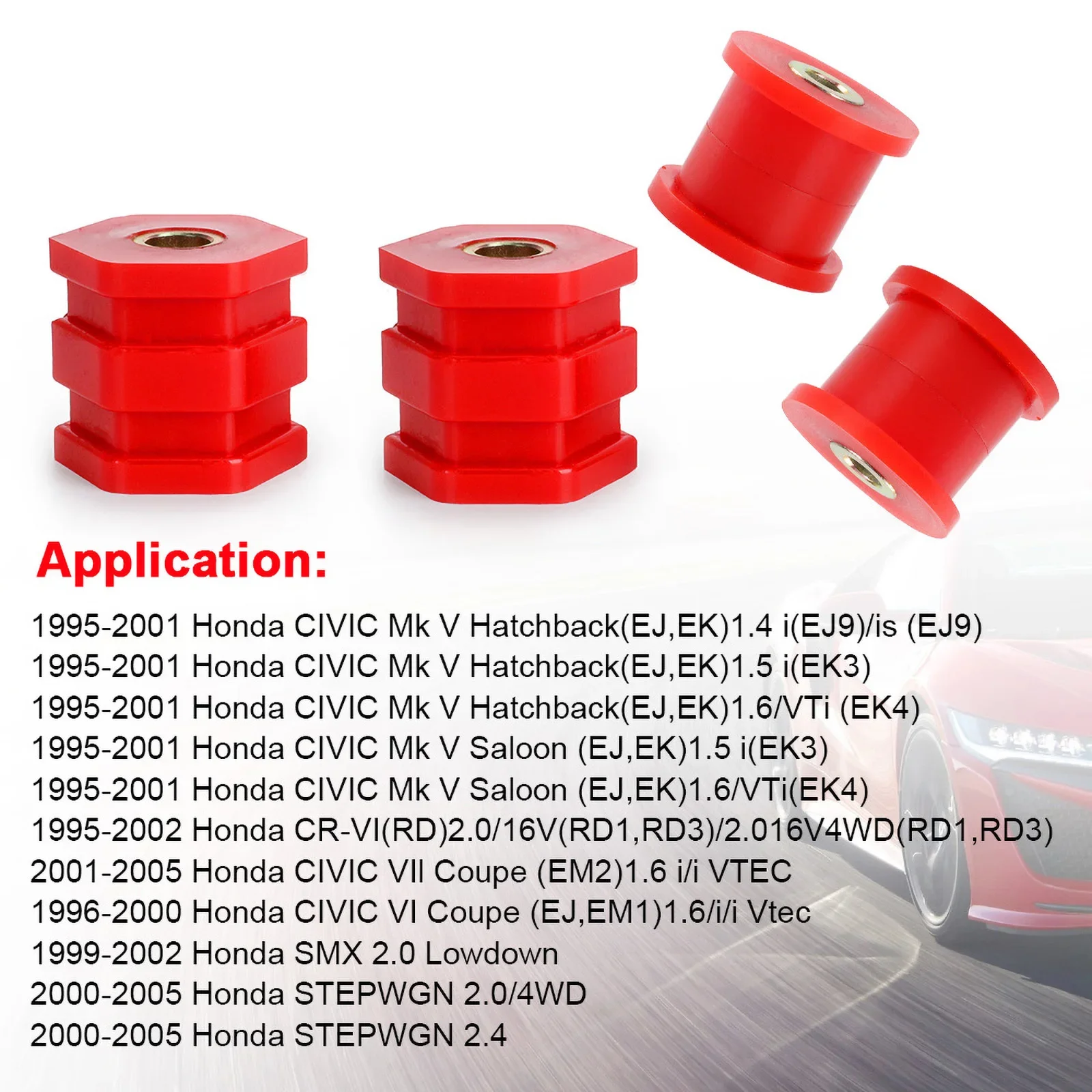 

Car Front Lower Control Arm Bushing Replacement Kit Red For Honda Civic EK 1996 1997 1998 1999 2000 Polyurethane