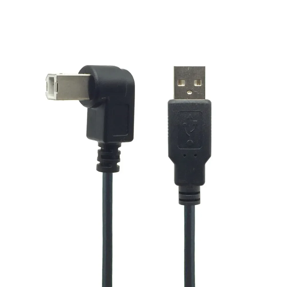 USB Tipe A laki-laki ke tipe B laki-laki 90 derajat kanan siku USB 2.0 kabel pemindai Printer 1.5M