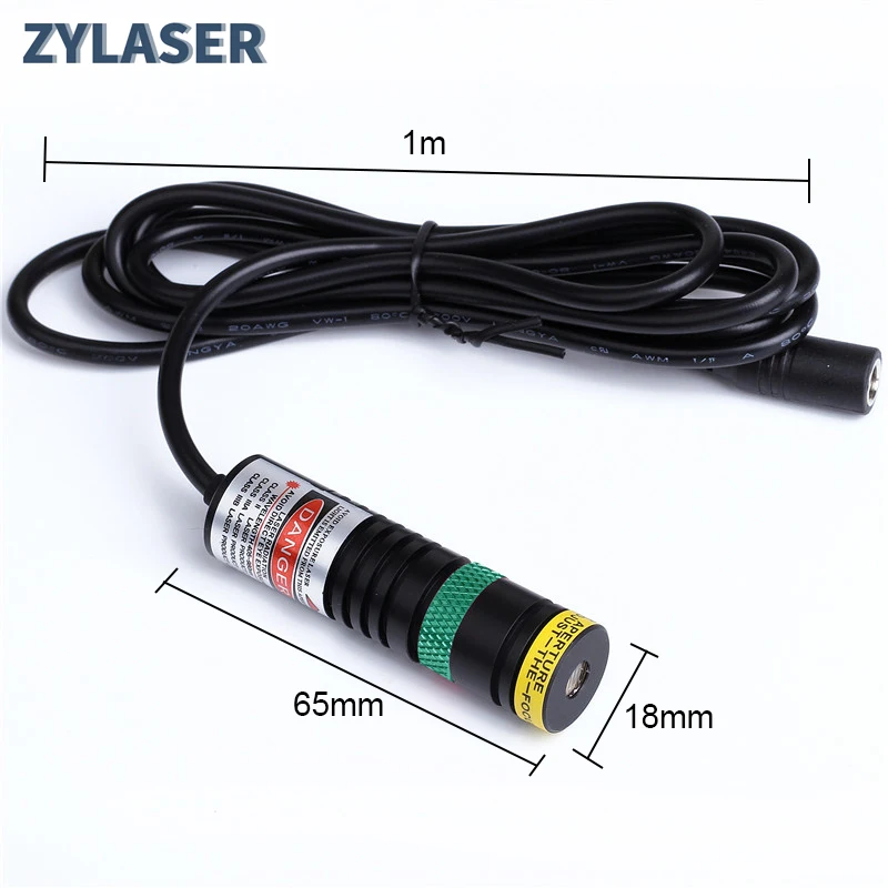 Plastic Lens 18X65mm Focusable 520nm Green Line/Cross Line Laser Diode Module with Adapter&EU Holder for Positioning Cutting