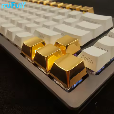 MiFuny Metal Keycaps Cherry Profile Original Custom Keyboard Caps Gold Aluminum Keycaps for Mechanical Keyboard Accessories Gift