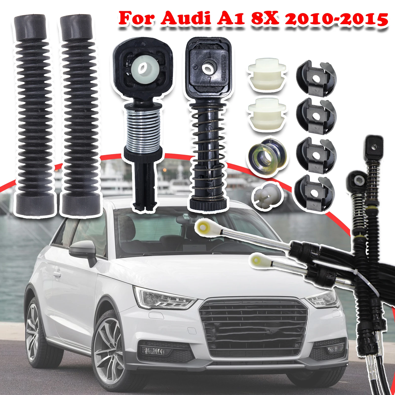 For Audi A1 8X Manual Gear Shift Selector Lever Linkage Cable Bowden Bushing Sleeve Gaiter Repair Kit 2010 2011 212 2013 - 2015