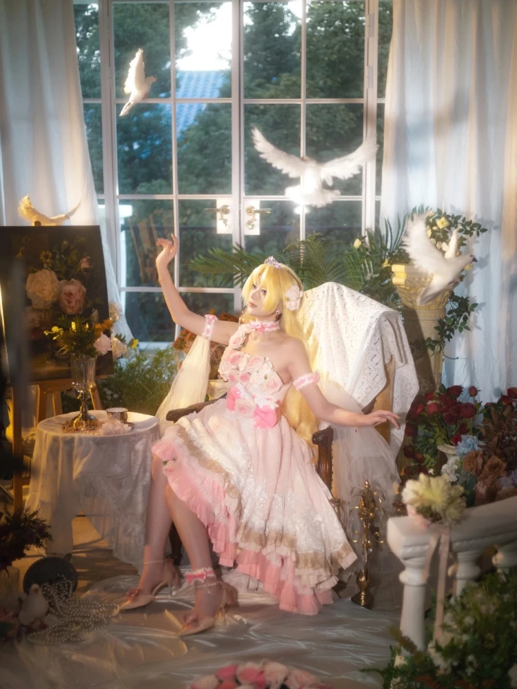 أزياء من صنعني الأميرة أنيمي أتاناسيا التأثيرية أميرة أفرجني مع بدلة لوليتا الوردية التأثيرية للمحكمة