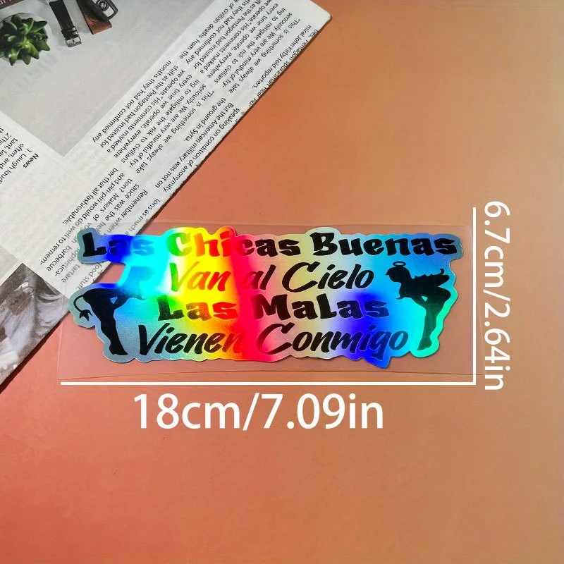 الفتيات الجيدة تذهب إلى الجنة، الأولاد السيئون اتبعني - ملصقات دراجات نارية إسبانية، مقاومة للماء وواقية من الشمس متينة #2