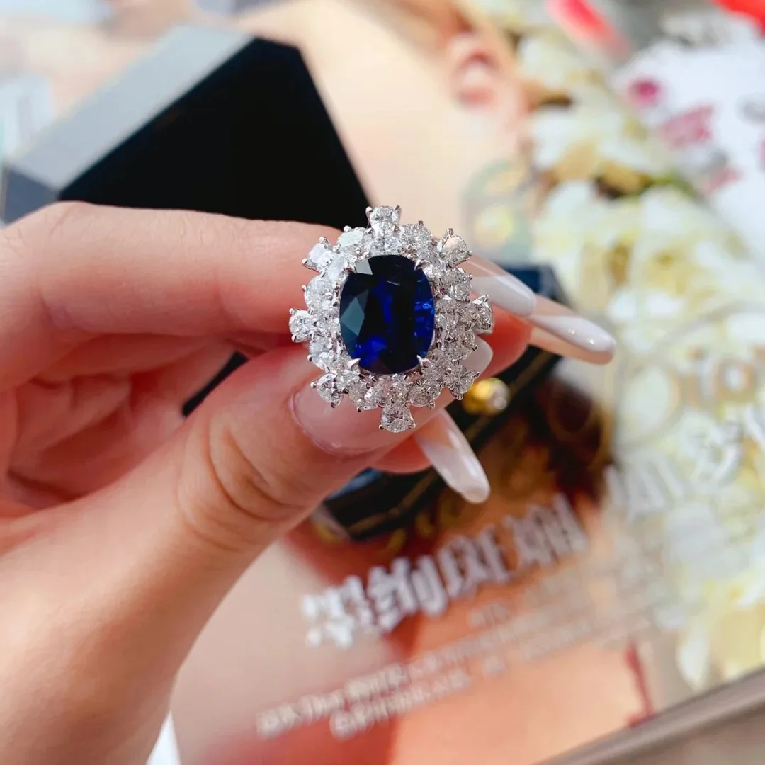 Flower Sapphire Zircon Finger Ring 925 Sterling silver Party Wedding band Rings for Women Bridal Promise Engagement Jewelry