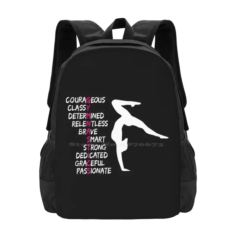 Gymnastics, Gymnast And Motivational Text Hot Sale Schoolbag Backpack Fashion Bags Do Gymnastics Artistics Rhythmic Sports