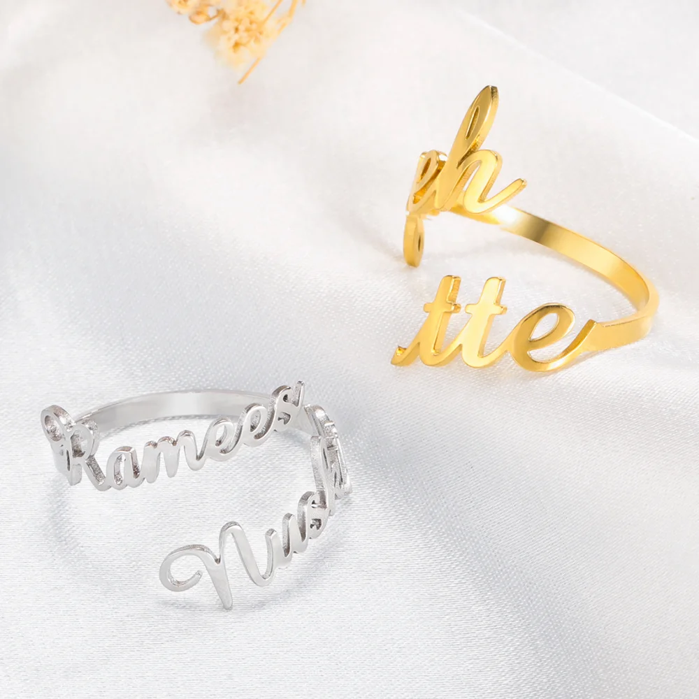 

Cazador модные индивидуальные кольца с двойным именем для женщин мужчин пара персонализированное семейное кольцо из нержавеющей стали ювелирные изделия на заказ подарки