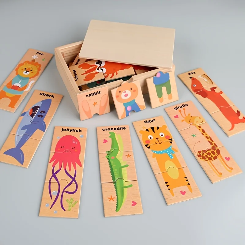 

Wooden Puzzles for Toddlers Colorful Animals Zoo Matching Game Wood Peg Puzzles for Baby Kids Educational Learning Toys Gift