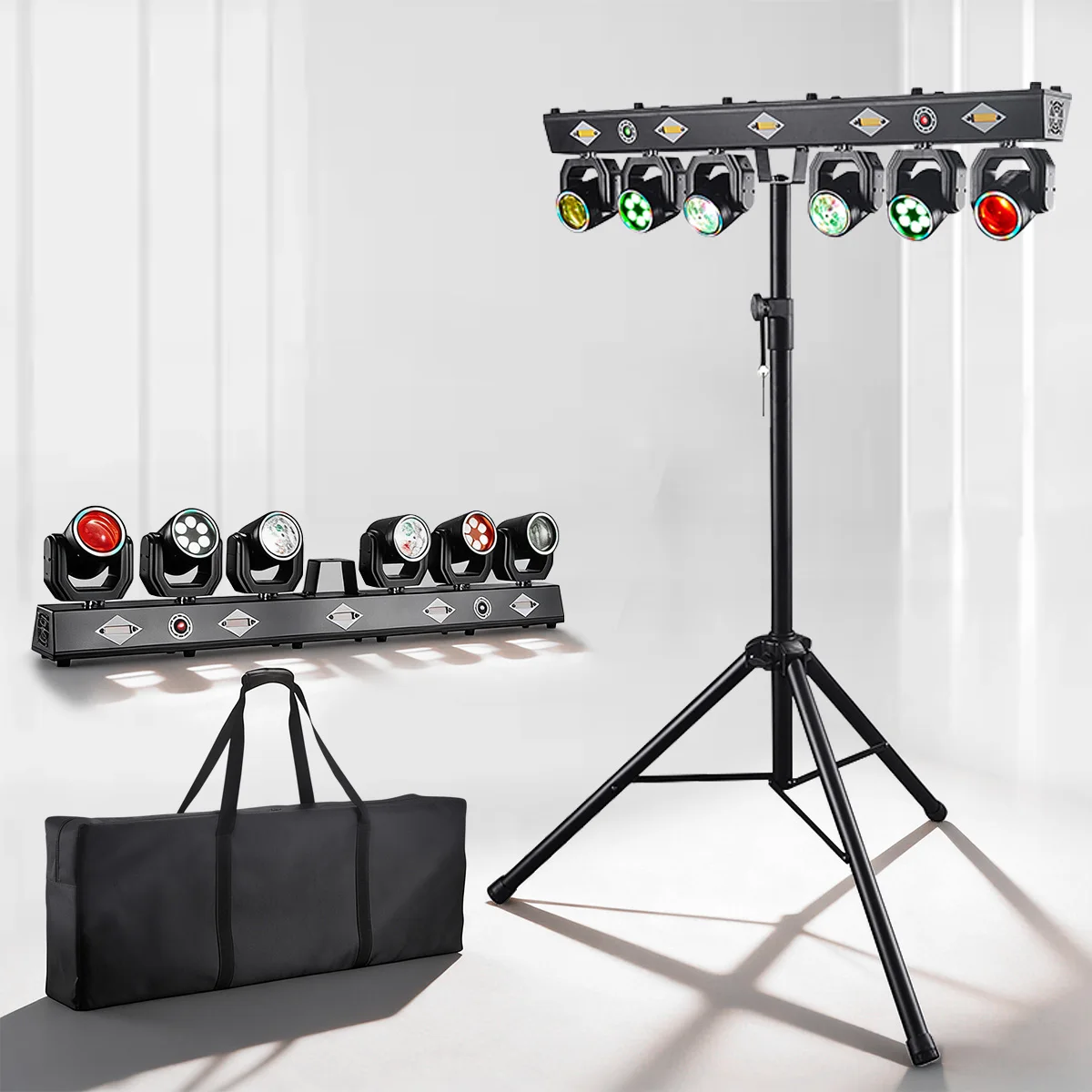 120W 6 heads shaking head stage light mobile bracket light RGB strobe effect DMX512 sound control light, suitable for DJ