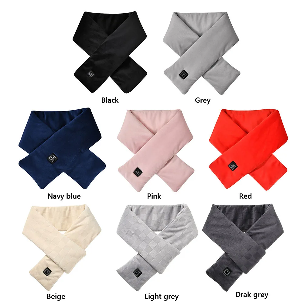 Waterproof Electric Heated Scarf 3 Gears Adjustable USB Charging Heat Control Fleece Washable Neck Warmer Scarf 5V 8W for Winter