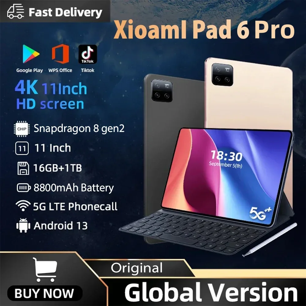 

Tablette Pad 6 Pro, 2023 d'origine, Snapdragon 888, PC, 120Hz, 10000mAh, Android 13, 11 pouces, HD, 4K, écran Mi Tab, 5G, WiFi