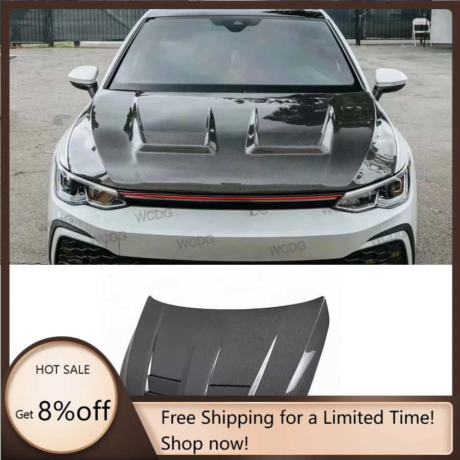 

Передний капот из углеродного волокна для Volkswagen'sGolf 8 GTI R Line Golf 8, передний бампер, капот двигателя, крышка впускного отверстия, впускной капот