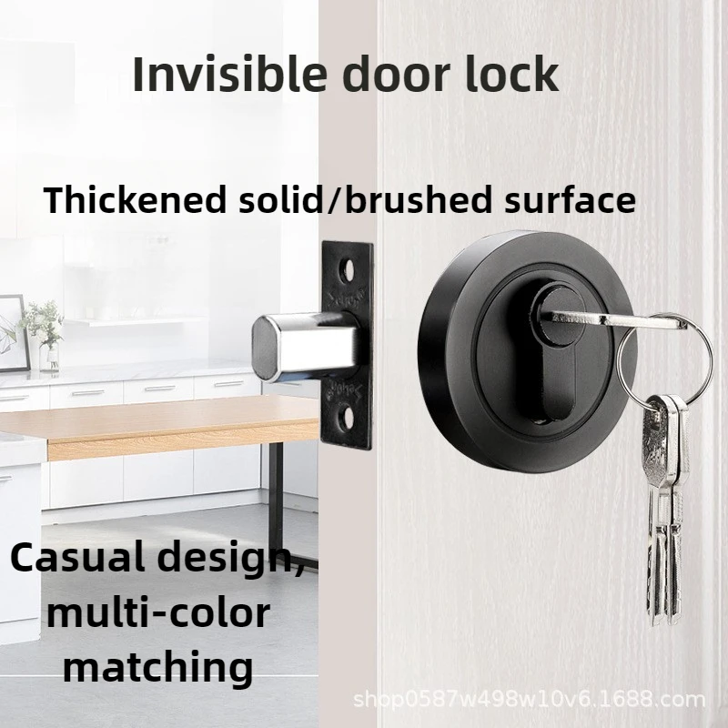 Boutique Invisible Door Lock with Rotating Door Lock Stainless Steel Material 50-60mm Lock Tongue for Door Thickness 35-55mm