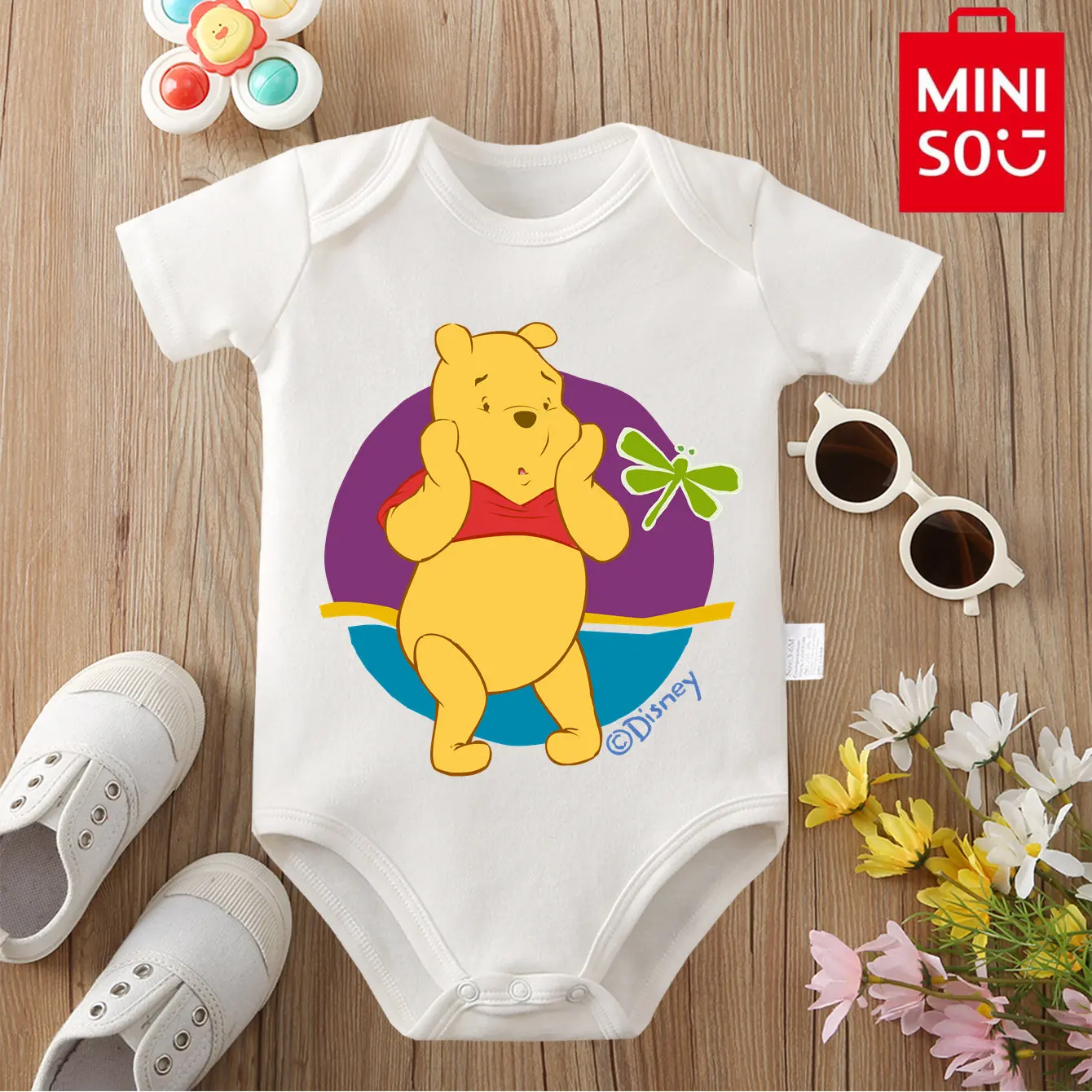 

MINISO Winnie the Pooh 100% Cotton Bodysuit Soft Baby Cloths Best Gift for Baby Onesie Jumpsuit for 0 To 12 Months Cute Newborn
