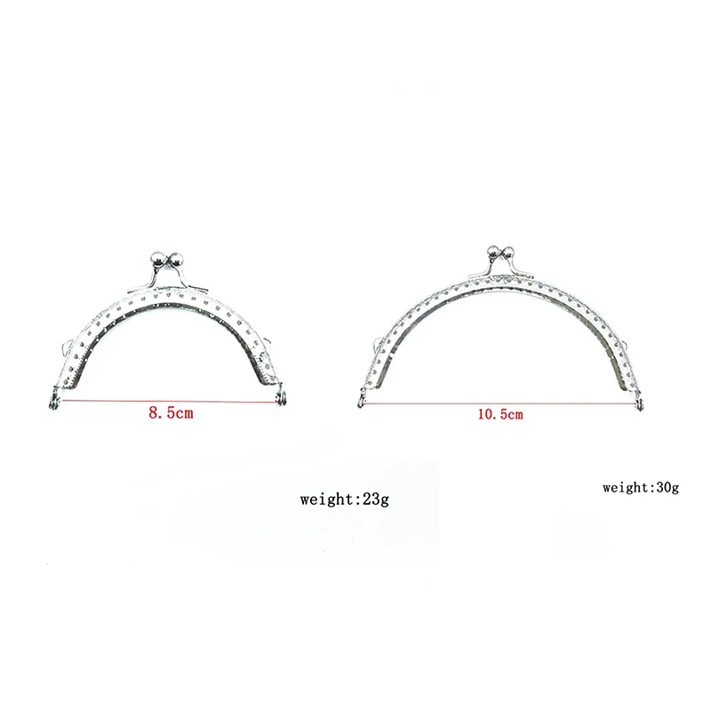 광택 실버 기본 반원 금속 지갑 프레임, 키스 걸쇠 잠금 장치, DIY 가방 액세서리, 8.5, 10.5, 12.5, 15.5cm, 1 개