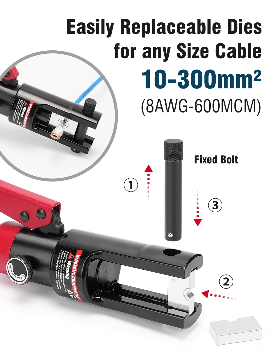 RUS WAREHOUSE YQK-300 Hydraulic Crimping Plier Manual Hydraulic Hose Crimping Tools For Press CU/AL Connectors