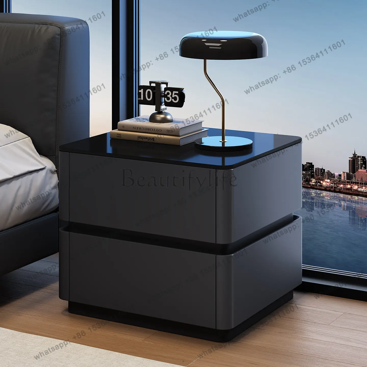 LS password lock bedside table simple modern small apartment bedroom bedside table Italian minimalist high