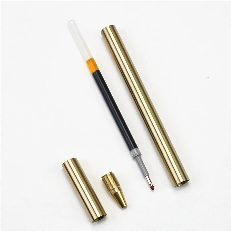 Free custom text high quality pure Copper gold Roller ball Pen 0.5mm blue black Gel Pen  Student Employee Gift Pen