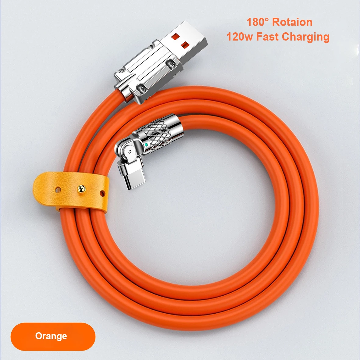 Cable de codo USB tipo C de aleación de rotación de 180 grados, 120W, 6A, para juego, carga rápida para Xiaomi, Redmi, Honor, Cable cargador de teléfono
