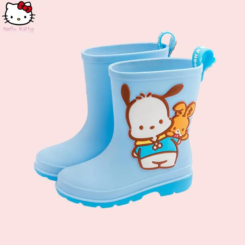 

Kawaii/мультяшная обувь для девочек, весенне-осенние новые непромокаемые сапоги Kuromi Pochacco в стиле аниме, непромокаемые сапоги Sanrio для мальчиков, модные милые