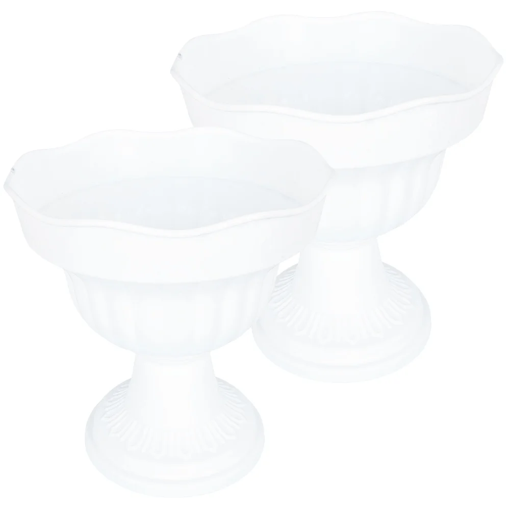 

2 Pcs Plant Decor Flowerpot Garden Pots Container Plastic Roman Front Door White Outdoor Planters for Porch