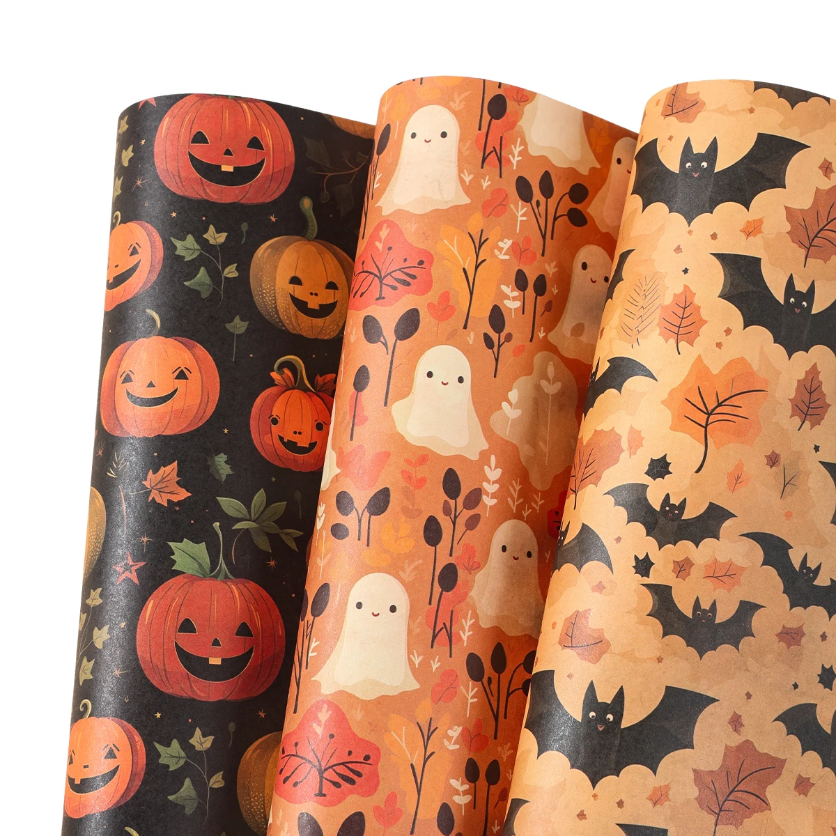 Papel de regalo de Halloween, 20x27 pulgadas, patrón de murciélago de calabaza fantasma, papel de regalo, papel de seda, papel artesanal decorativo para decoración de Halloween