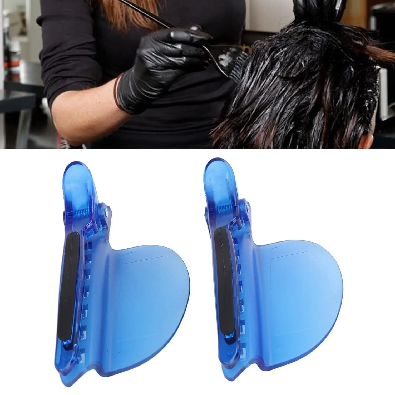 

2PCS Sectioning Clip, Heat Insulation Easy Speed Separator Clip Set for Wig Extension Hair Highlighting, Blue,Black