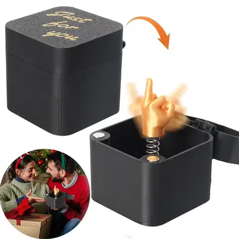 Funny Christmas Office Desk Decoration Creative Prank Gift Middle Finger in Box Home Decor Item for Holiday Gifting