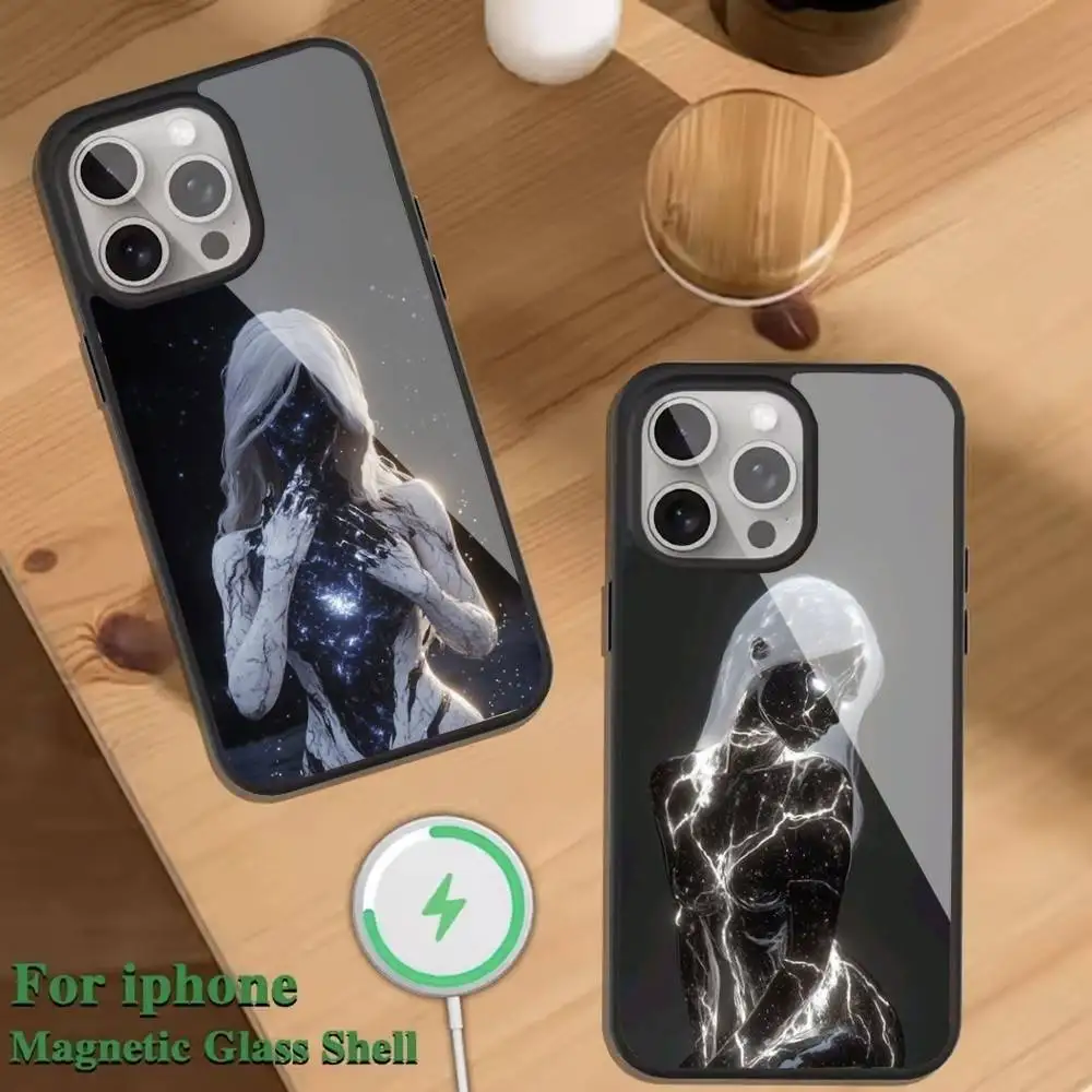 

goddess of space Starry Sky Phone Case For Magnetic Wireless Charge Cover For iphone 16 15 14 13 12 11 Pro Max Plus Coque
