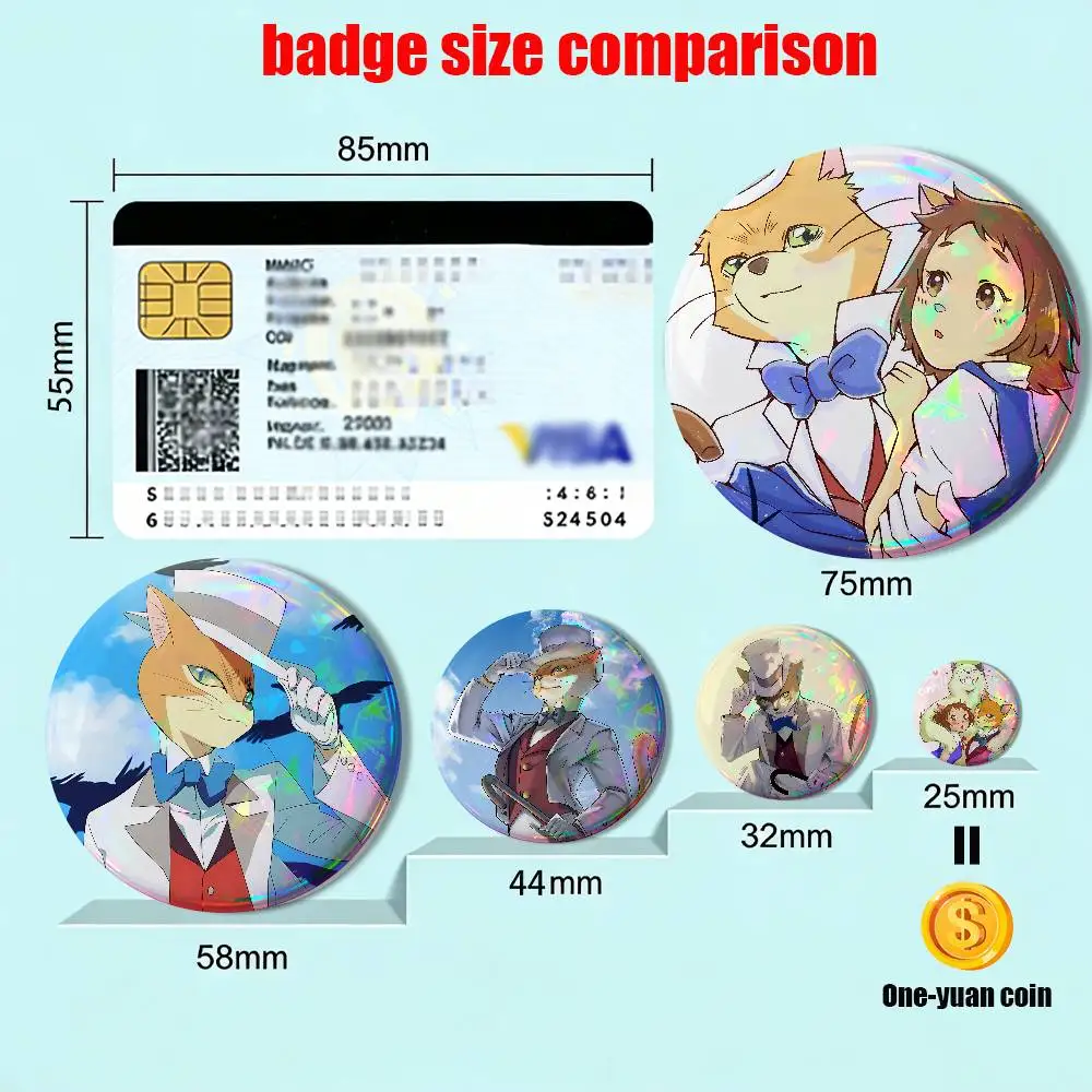 Baron Muta Cat Returns Badge on Backpack Clothes decoration Tinplate Round Brooch Funny Custom Gifts for Friend