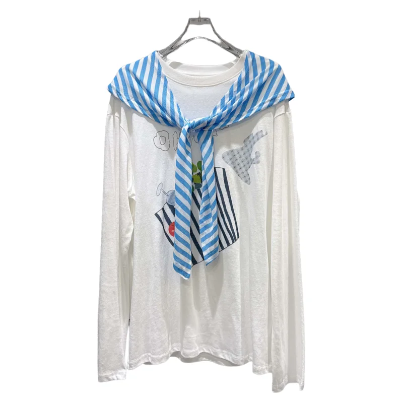 

Trendy 2025 Autumn New Sweet Cool Spicy Girl Stripe oulder Cartoon Print Long Sve Women's T-irt Cotton Moisture ng