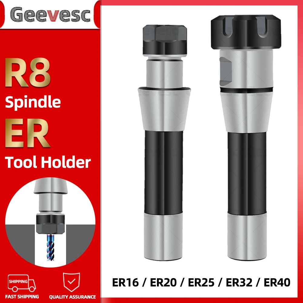 R8 Spindle ER16 ER20 ER25 ER32 ER40 Collet chuck A M UM Nut Tool Holder M12 Thread 7/16 Milling Machine Tool Holder taper shank