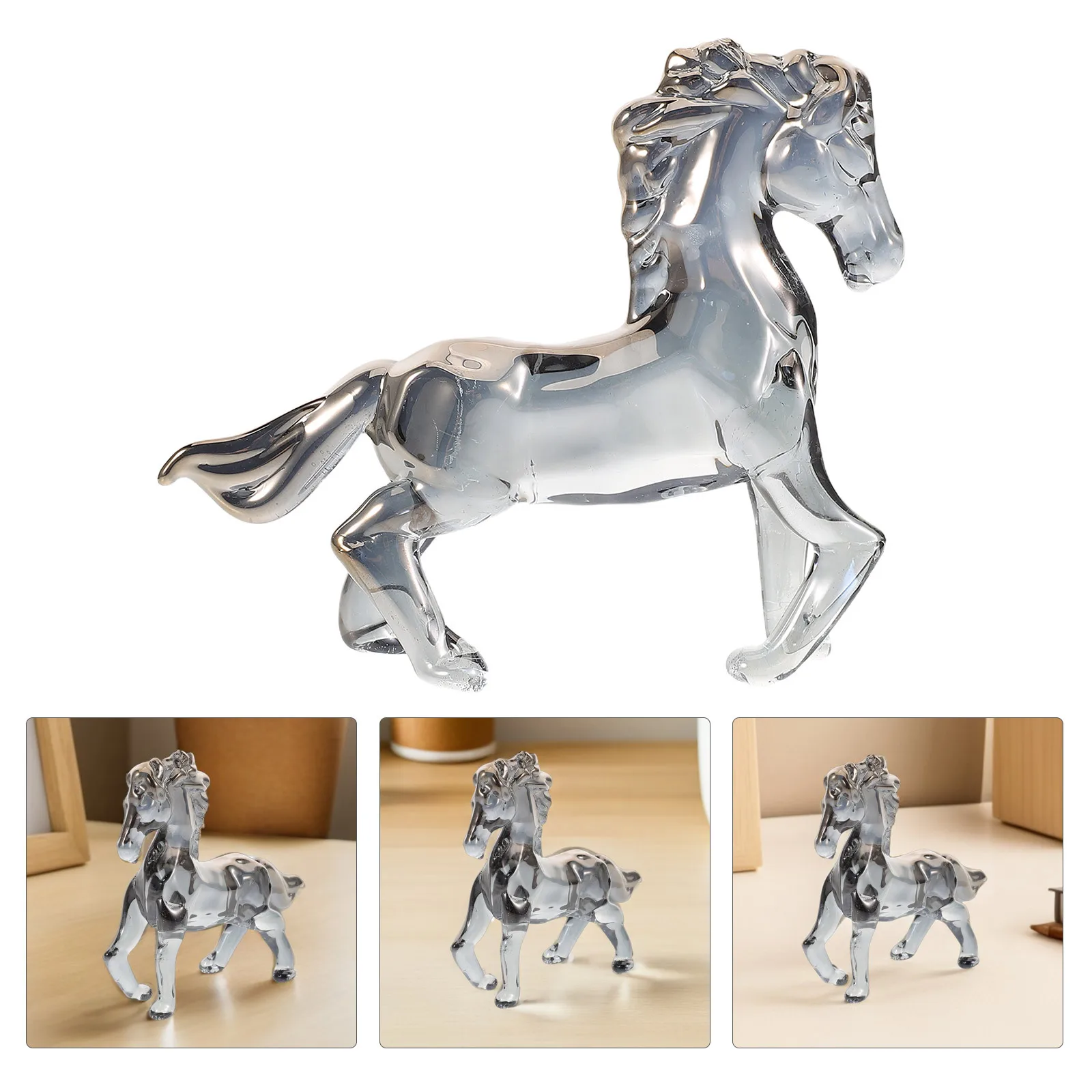 

Crystal Horse Carved Sculpture Elegant Animal Art Decoration for Home Office Tabletop Horse Crystal Carved Animals